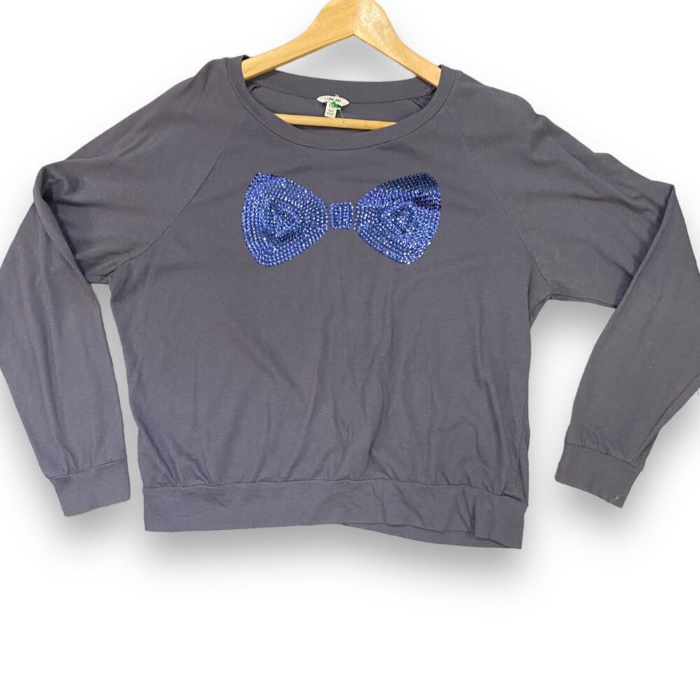 I Love H81 BowTie Long Sleeve Womens Top Coquette Balletcore Large